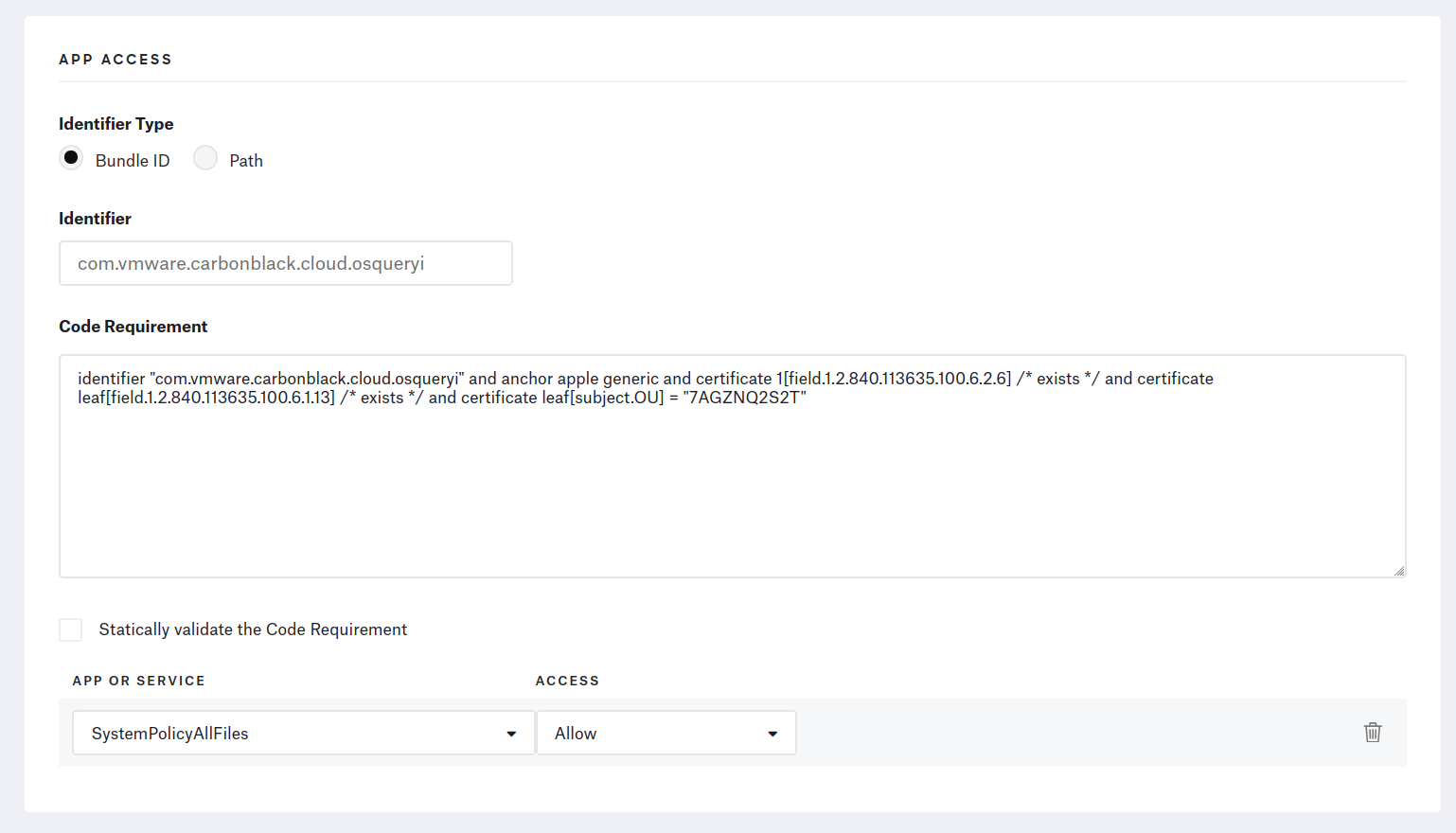 Kandji Privacy Profile for the OSQuery component