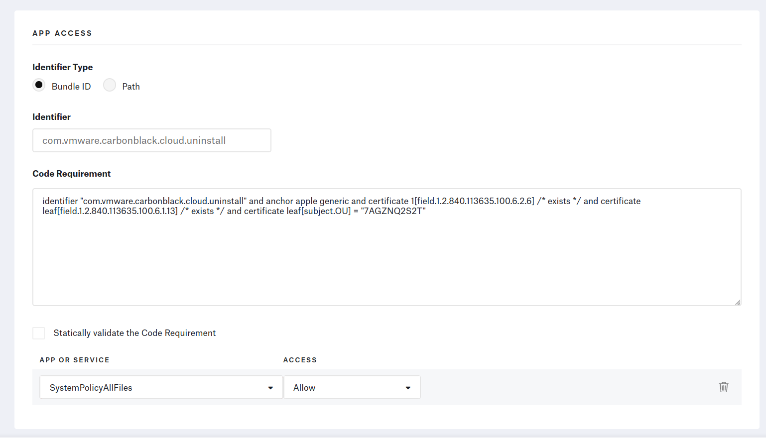 Kandji Privacy Profile for the uninstaller
