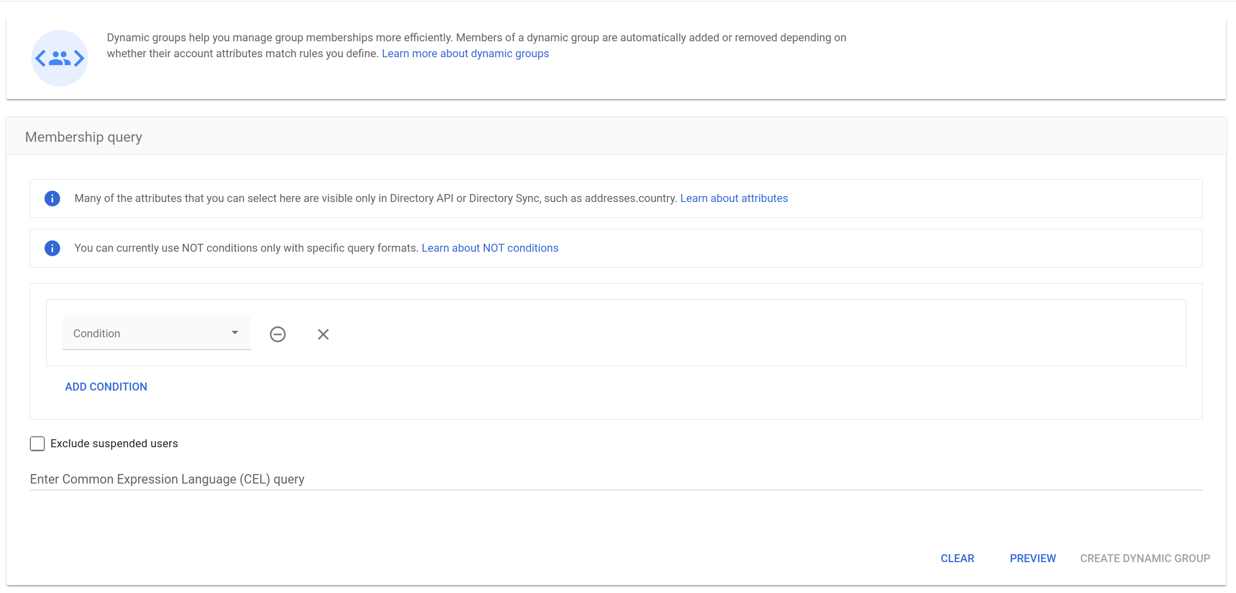 Creating a dynamic group on GWS